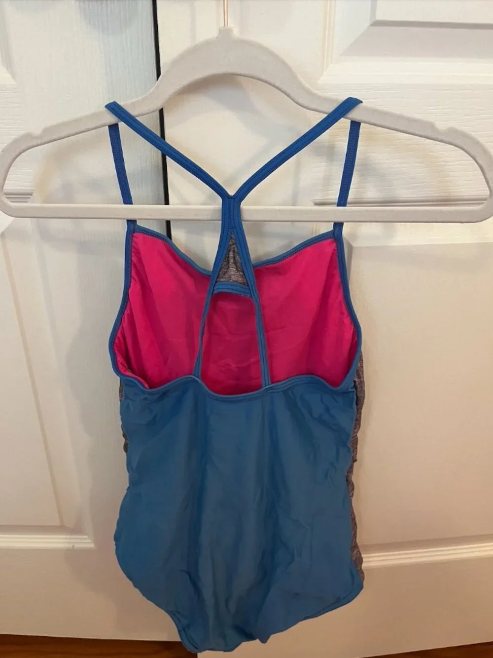 Speedo Girl's Dark Royal Blue with Pink and Gray Detail One Piece Swimsuit